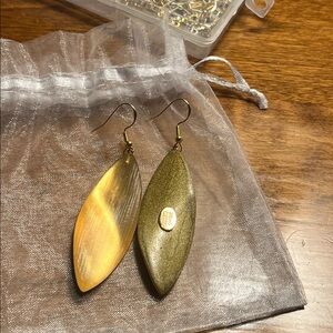 Alexis Bittar Gold and Tan Earrings